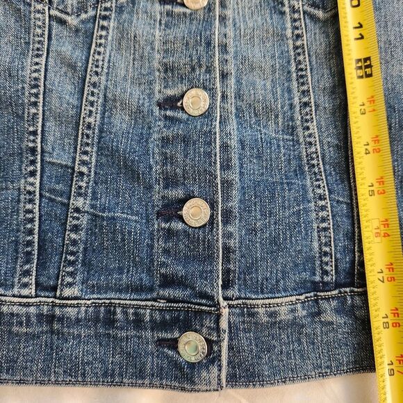 Levi's Jean Vest Jacket Girls Small Button Up Collar Silver Label - Picture 9 of 11